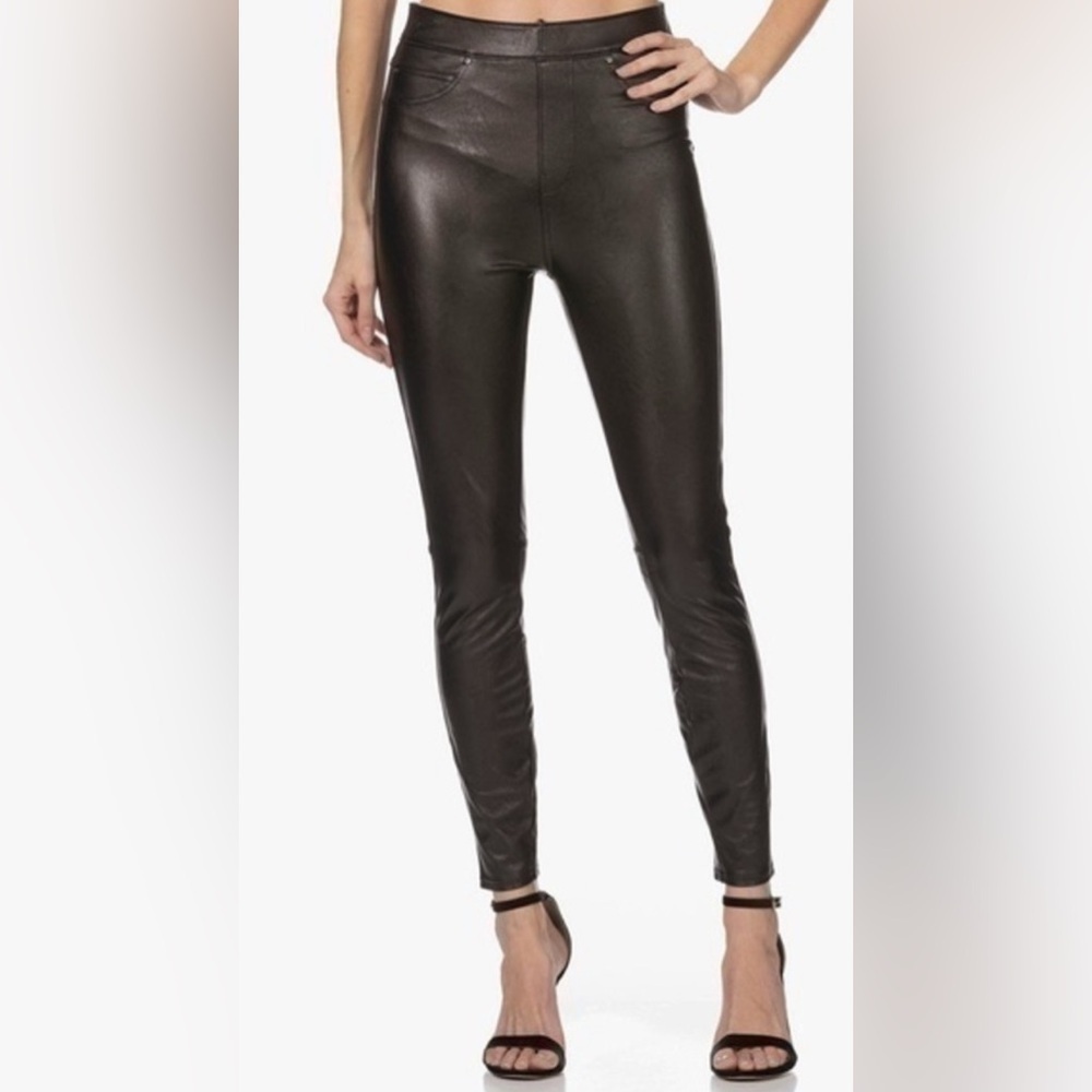 SPANX Leather-Like Ankle Skinny Pant Black Size Large